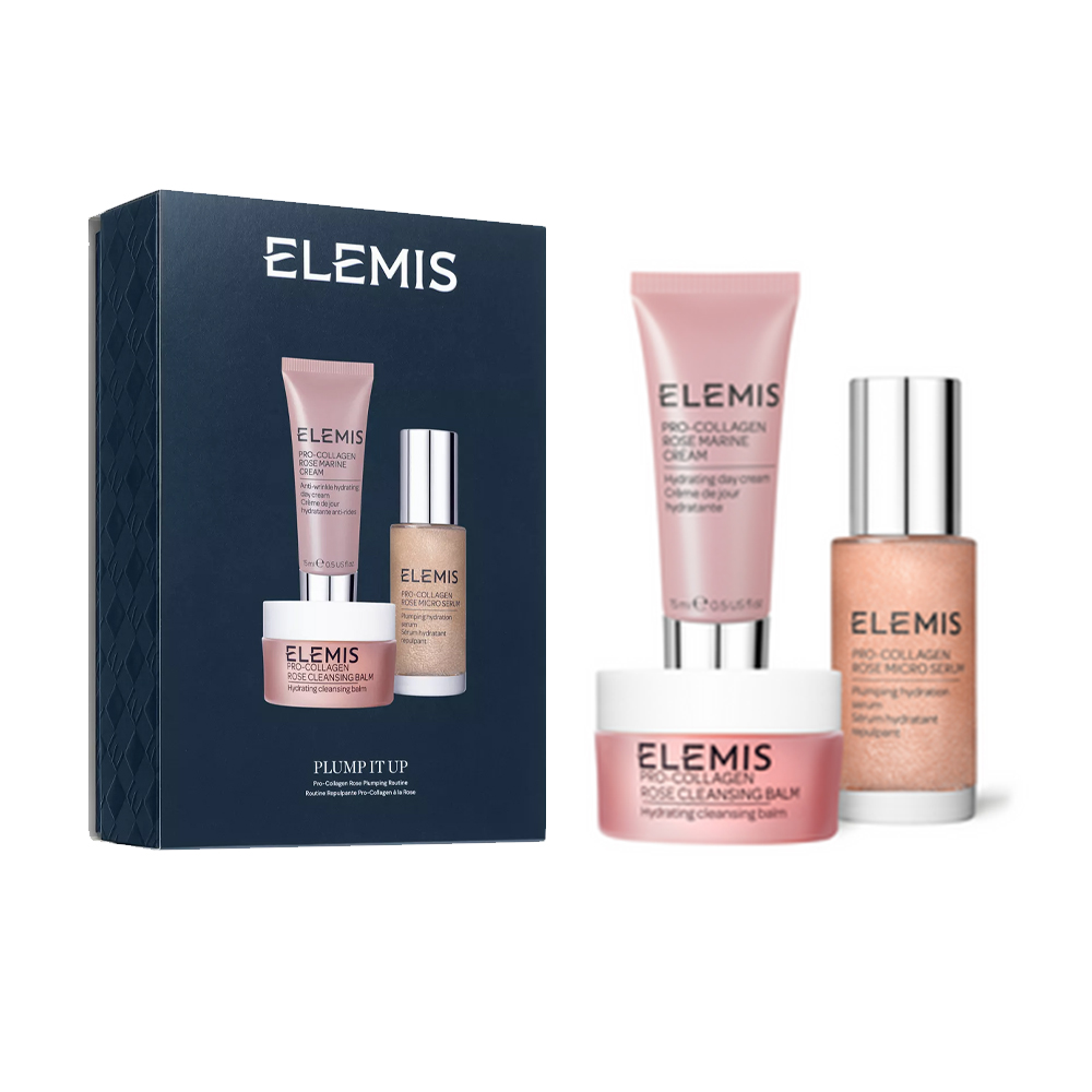 Набір для обличчя Elemis Plump it Up Pro Collagen Rose Plumping Routine Kit (крем, 15 мл + бальзам, 20 мл + сироватка, 30 мл)